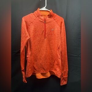 Euc Nike Women's Vibrant Orange Quarter-Zip Sweatshirt Sz M (9aQ)
